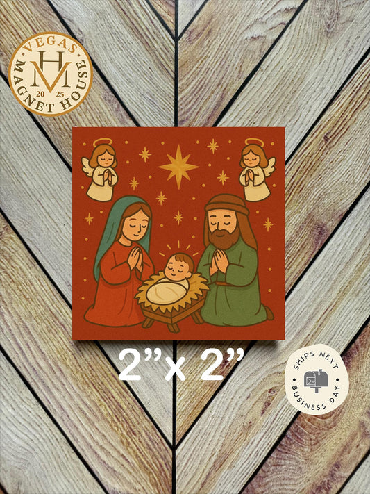 Christmas baby Jesus  |  Magnet: 2x2" Decorative Fridge Magnet