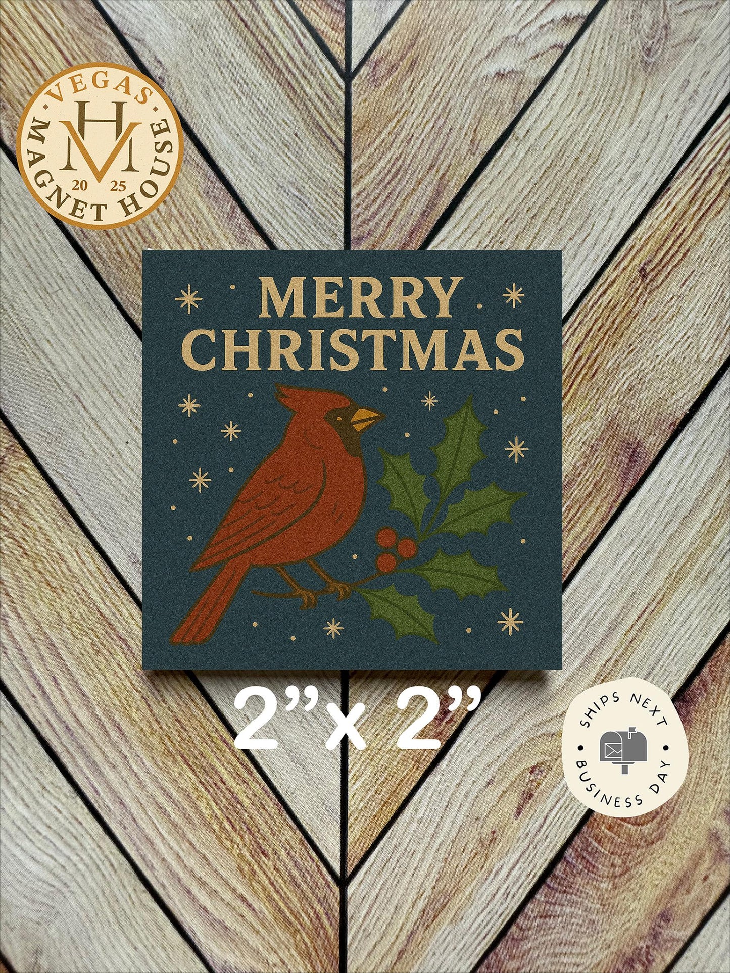 Merry Christmas Bird Magnet: Decorative Fridge Decor