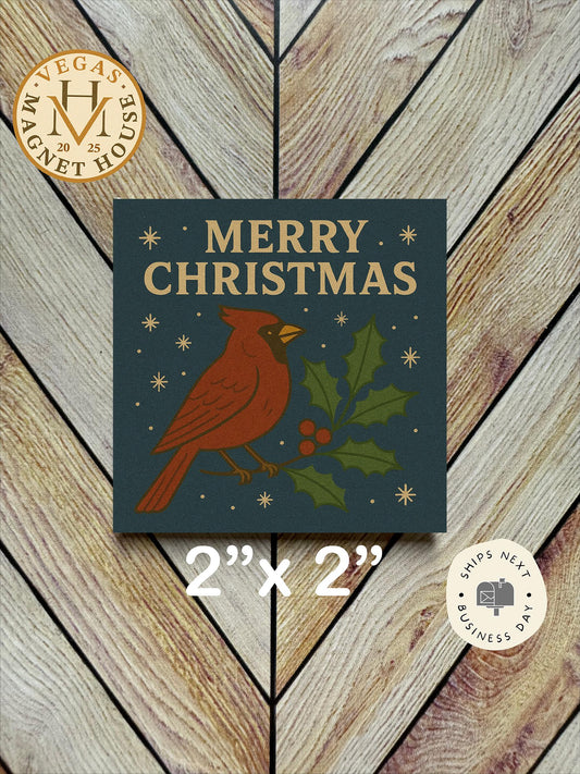 Merry Christmas Bird Magnet: Decorative Fridge Decor