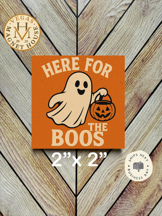 Here for The boos Magnet   | Pumpkin head | Halloween Fridge Decor 2x2"