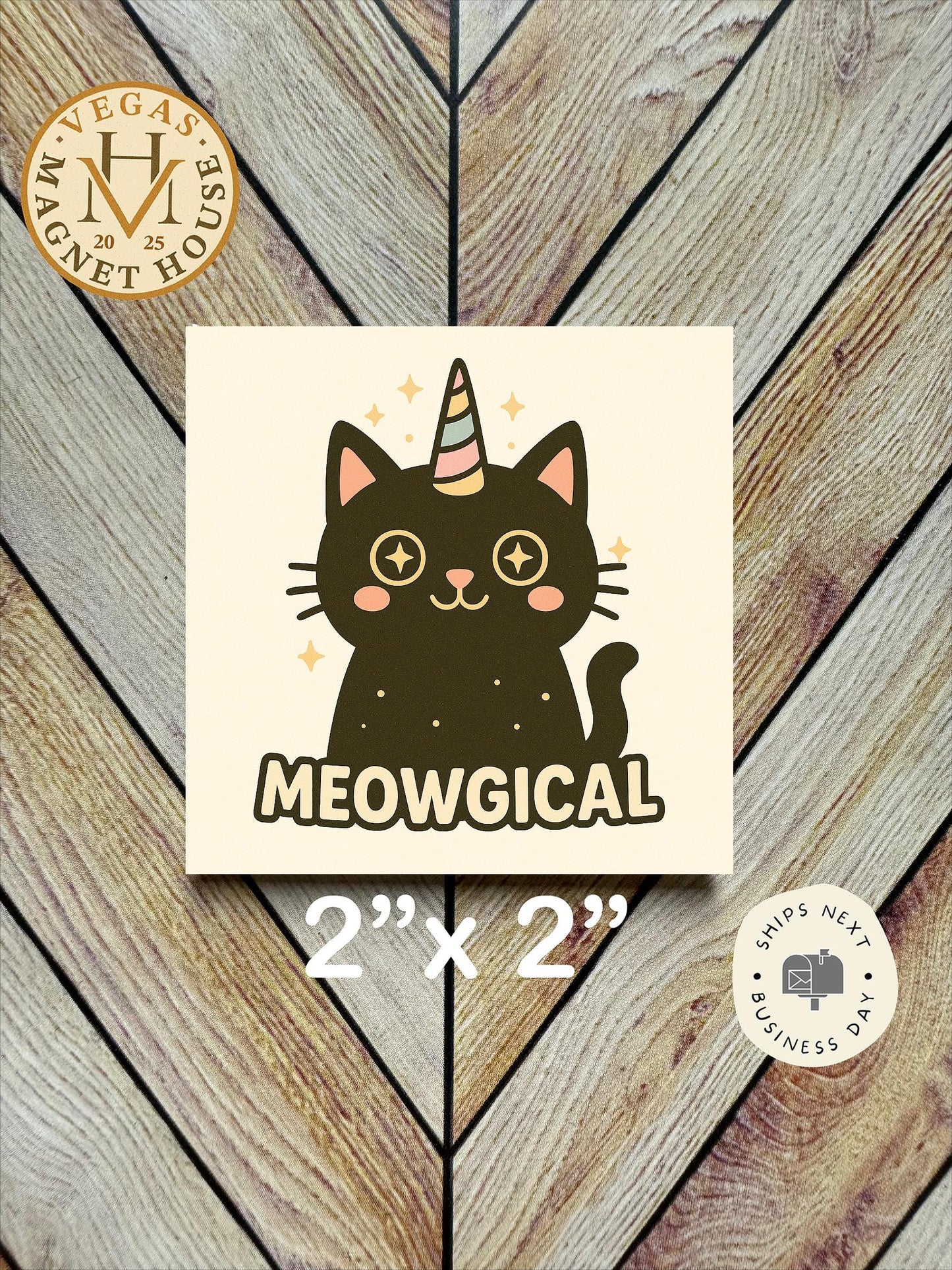 Meowgical Cat Magnet  : 2x2" souvenir Fridge Decor