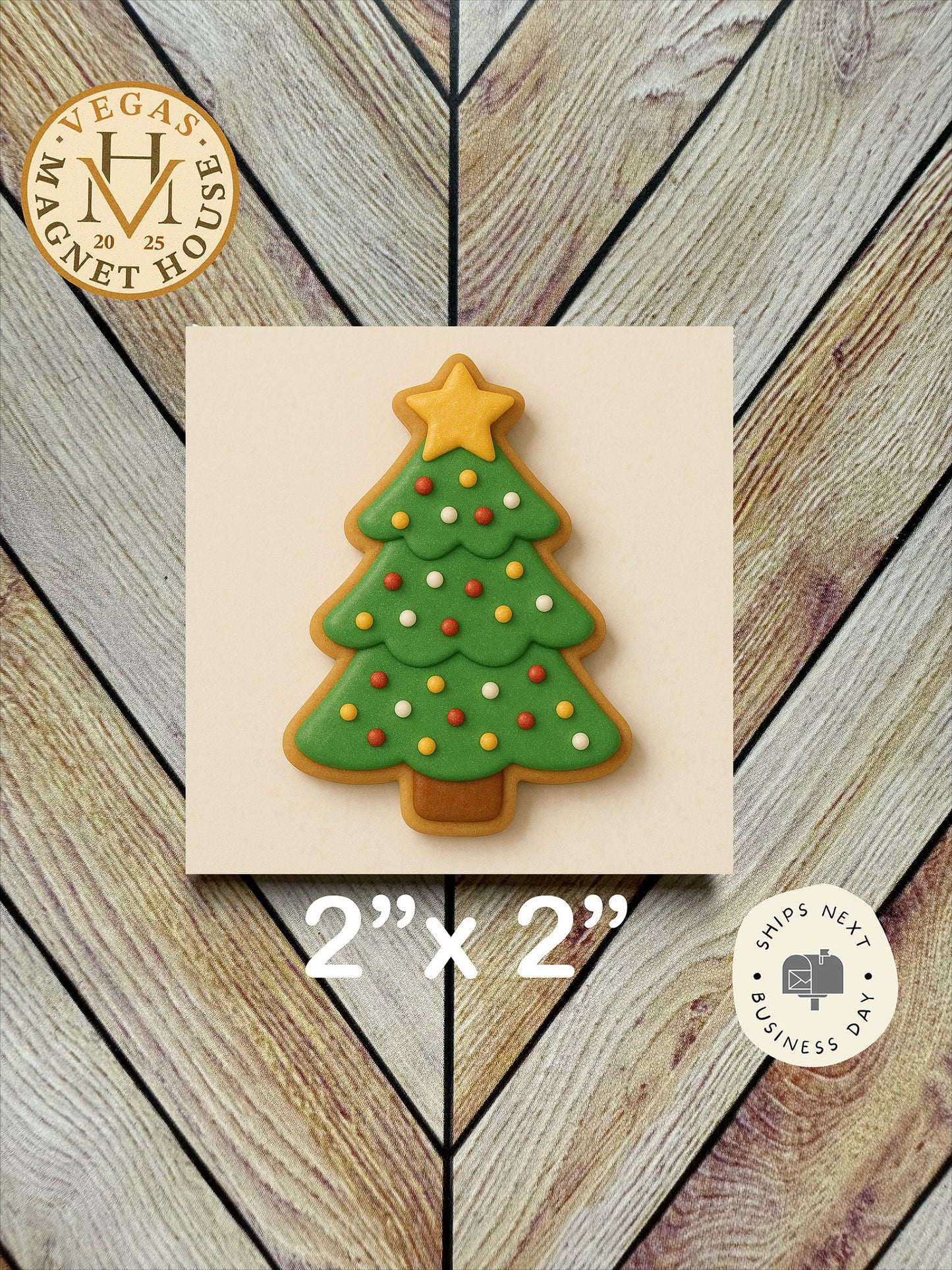 Christmas Tree Cookie Magnet: 2x2" Decorative Fridge Charm