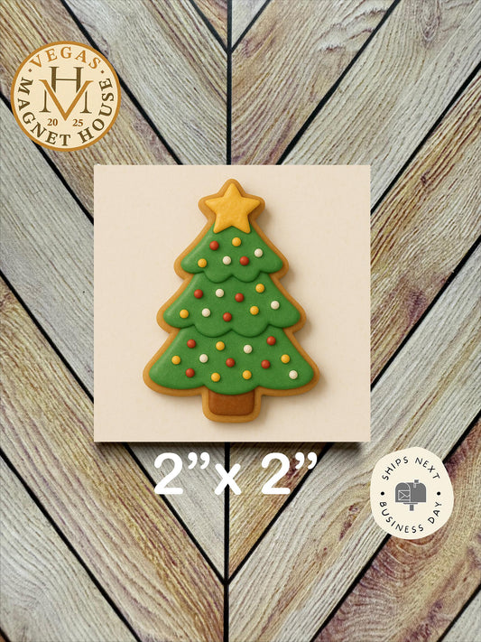 Christmas Tree Cookie Magnet: 2x2" Decorative Fridge Charm