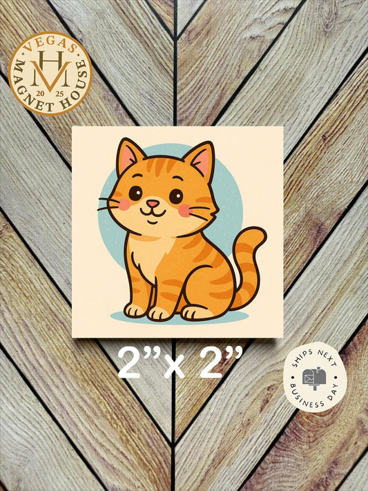Cute Cat  Magnet  : 2x2" souvenir Fridge Decor