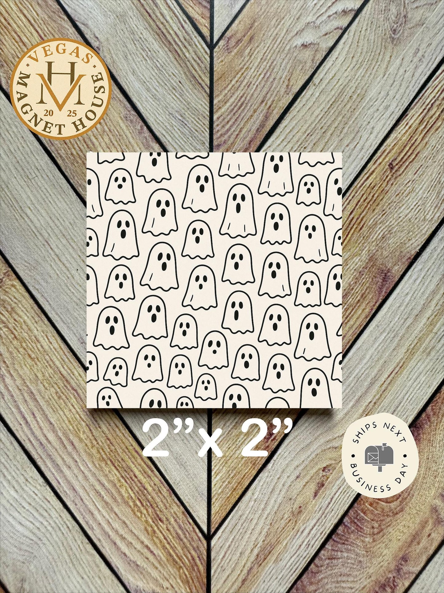 Ghost Pattern Magnet | Halloween Fridge Decor (2x2")