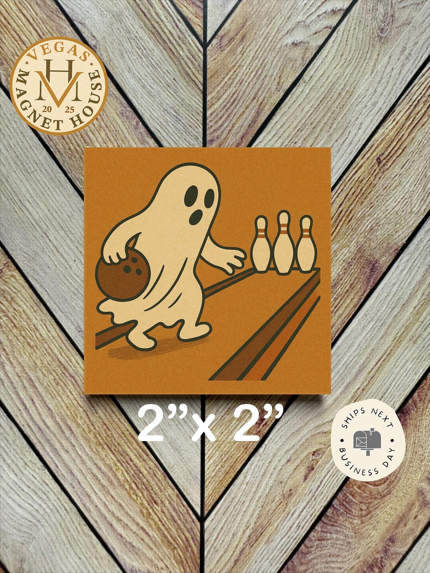 Ghost bowling | Pumpkin head | Halloween Fridge Decor 2x2"