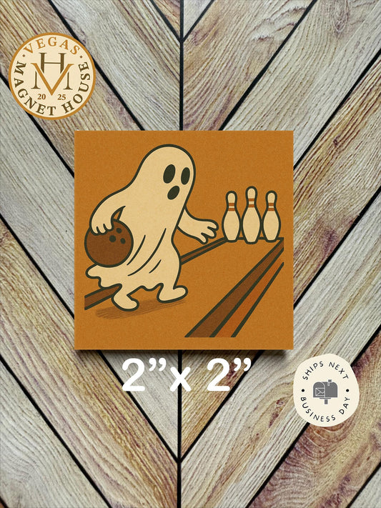 Ghost bowling | Pumpkin head | Halloween Fridge Decor 2x2"