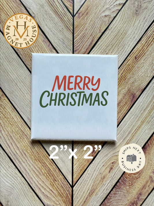 Merry Christmas simple  |Christmas  Magnet: Holiday Fridge Decor 2x2"