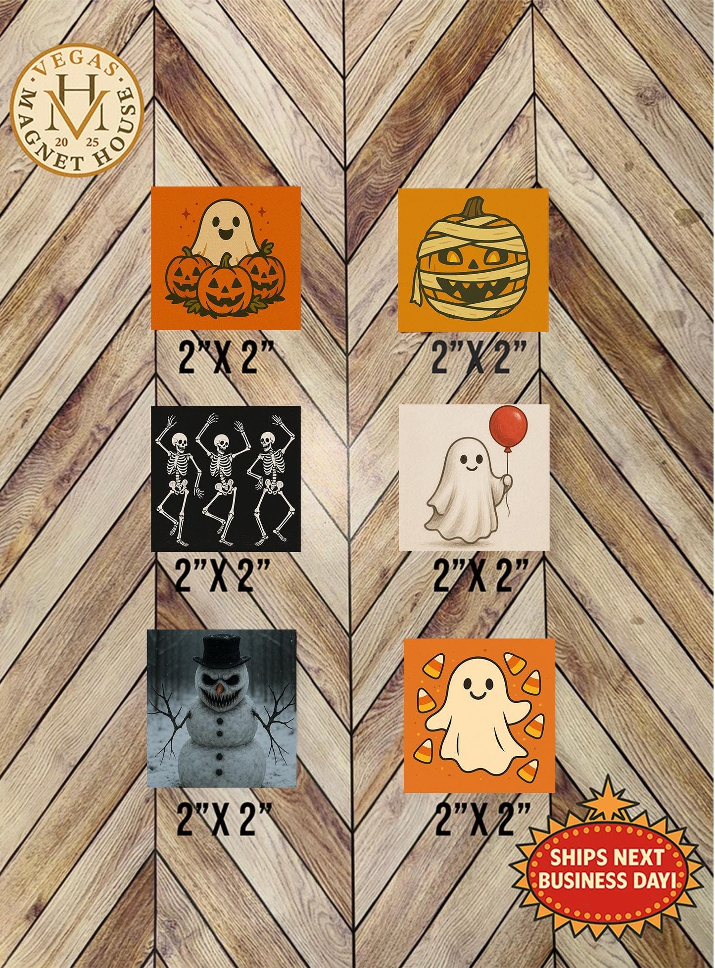 Halloween 6-Pack Magnet Bundle – Pumpkin Head | Halloween Fridge Decor | 2x2" Decorative Magnets