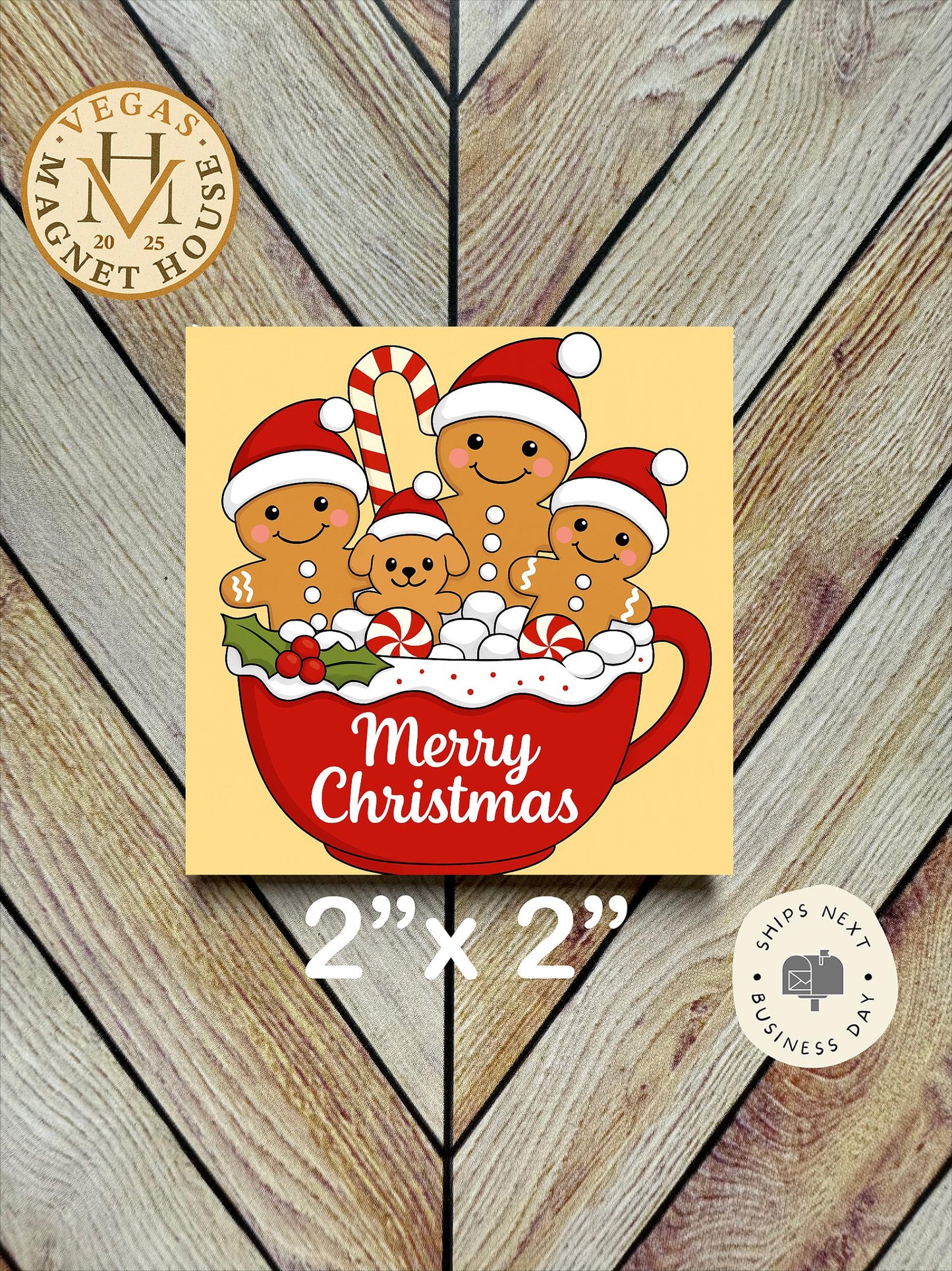 Gingerbread Family |  Magnet: 2x2" Decorative Fridge Magnet