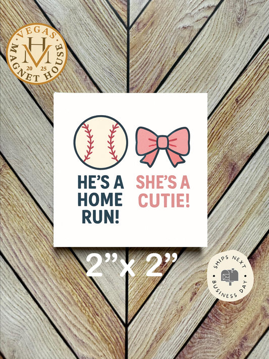 Baseball Ribbon reveal  Magnet : 2x2" Holiday Fridge Decor
