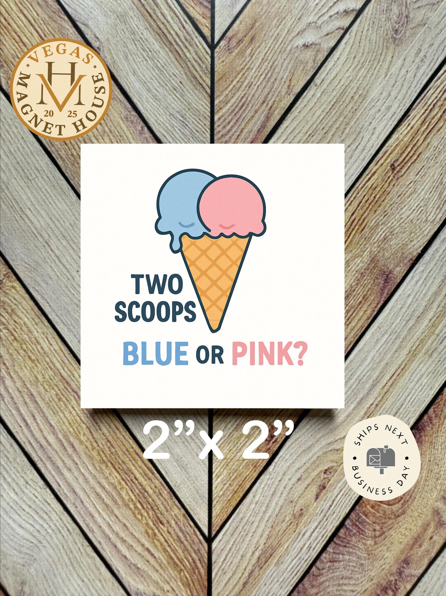 Snow cone gender Reveal Magnet  : 2x2" Holiday Fridge Decor
