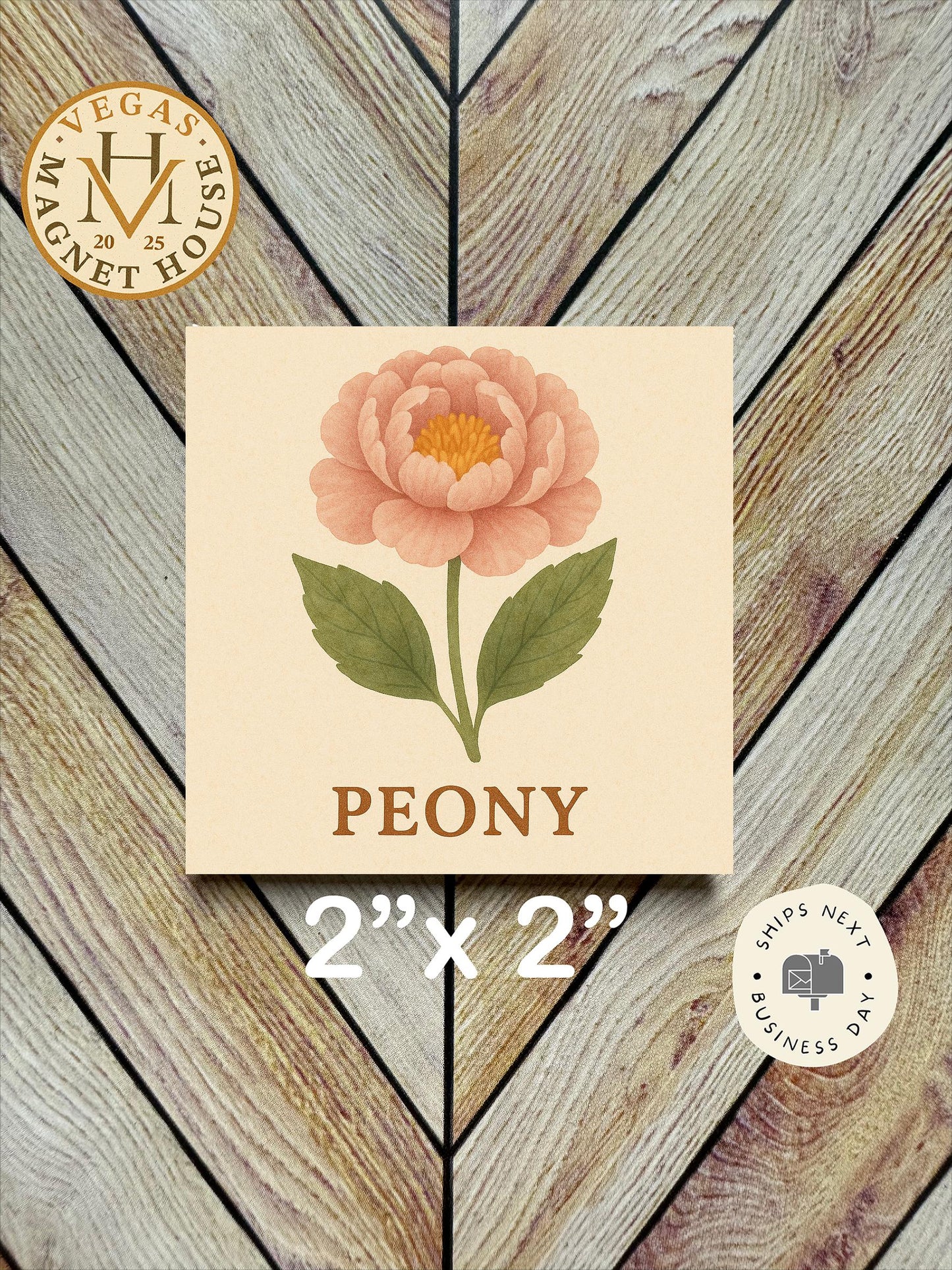 Peony Flower  | Holiday Fridge Decor | 2x2" Mini Magnet | Nature Lover Magnet