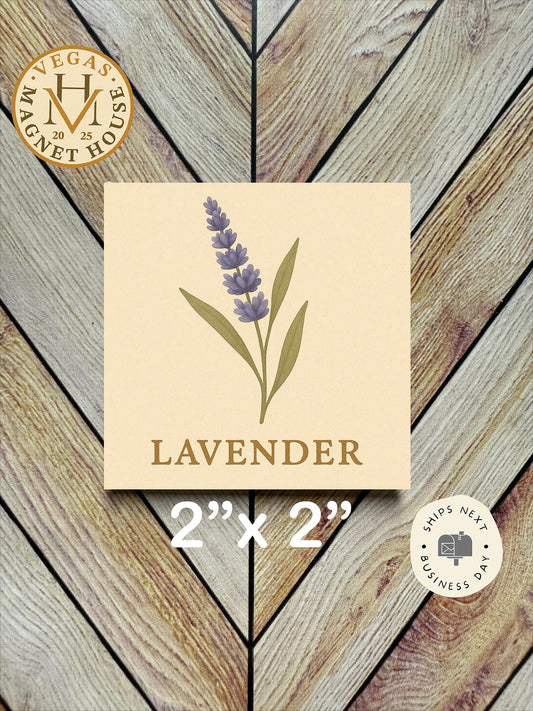 Lavender Flower Magnet: Holiday Fridge Decor (2x2")