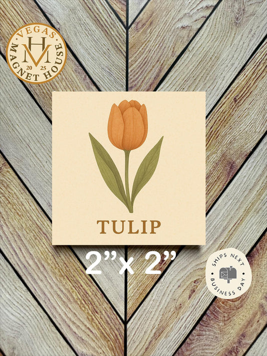 Tulip Flower Magnet: Nature Lover Fridge Decor (2x2")