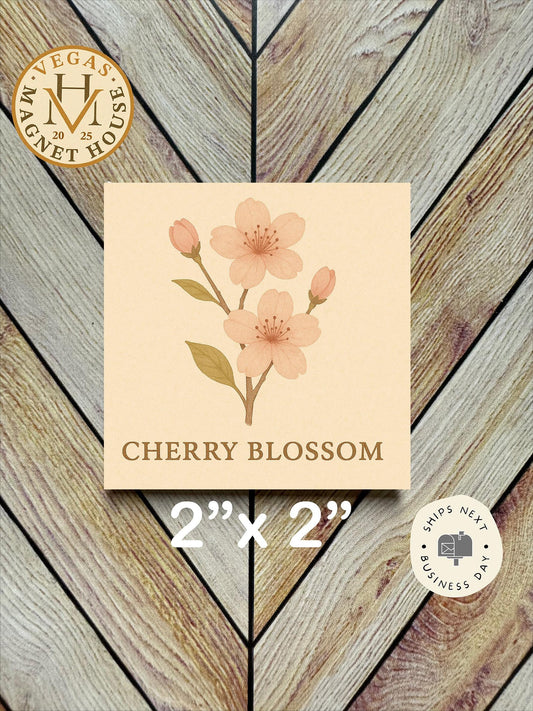 Cherry Blossom Magnet: Nature Lover Fridge Decor (2x2")