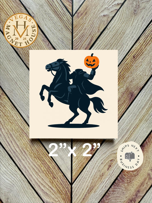 Halloween scary horse magnet | Pumpkin head | Halloween Fridge Decor 2x2"