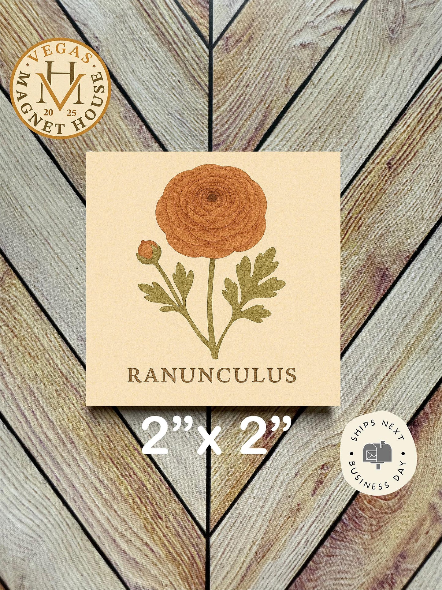 Ranunculus Flower Magnet: Floral Fridge Decor (2x2")