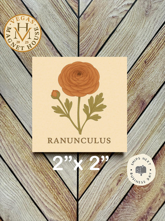 Ranunculus Flower Magnet: Floral Fridge Decor (2x2")