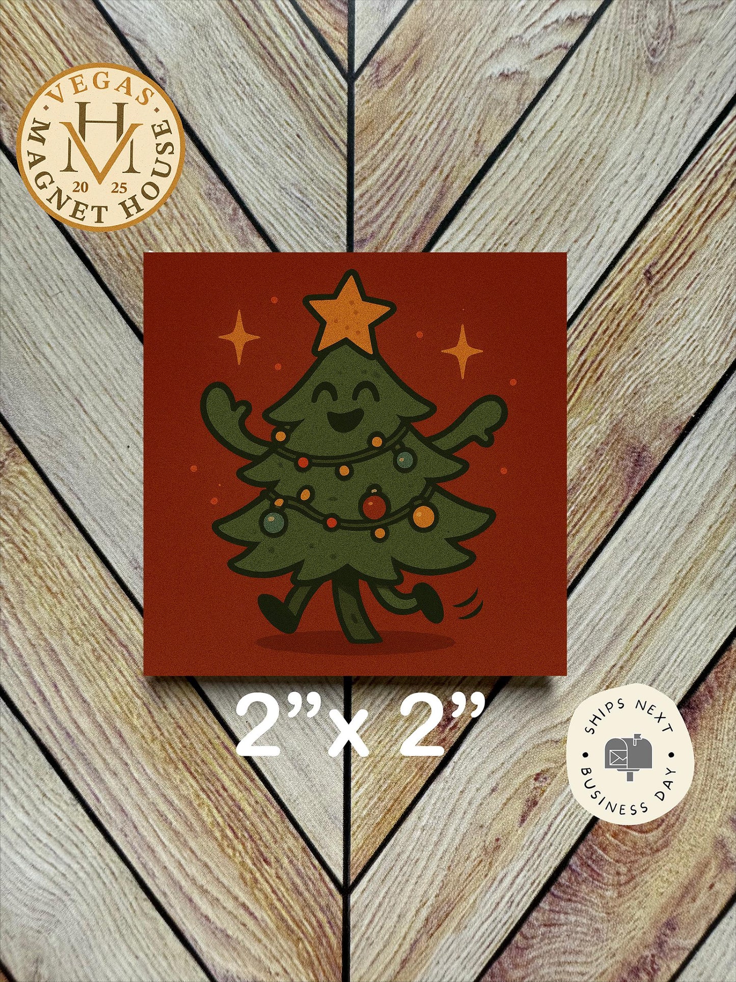 Christmas tree dancing : Decorative Fridge Magnet (2x2")