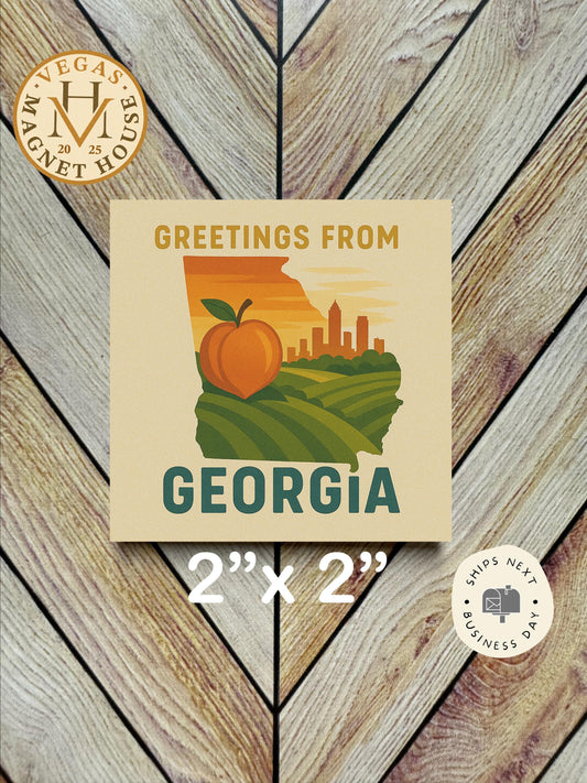 Greetings from Georgia Magnet: 2x2" souvenir Fridge Decor