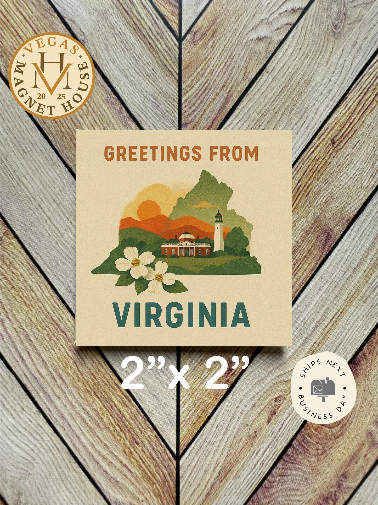 Greetings from Virginia: 2x2" souvenir Fridge Decor