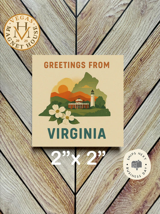 Greetings from Virginia: 2x2" souvenir Fridge Decor