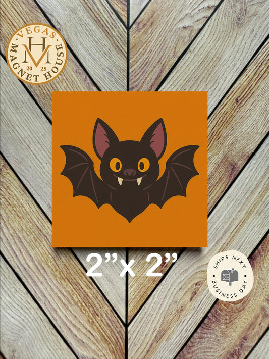Little Halloween Bat  magnet | Pumpkin head | Halloween Fridge Decor 2x2"