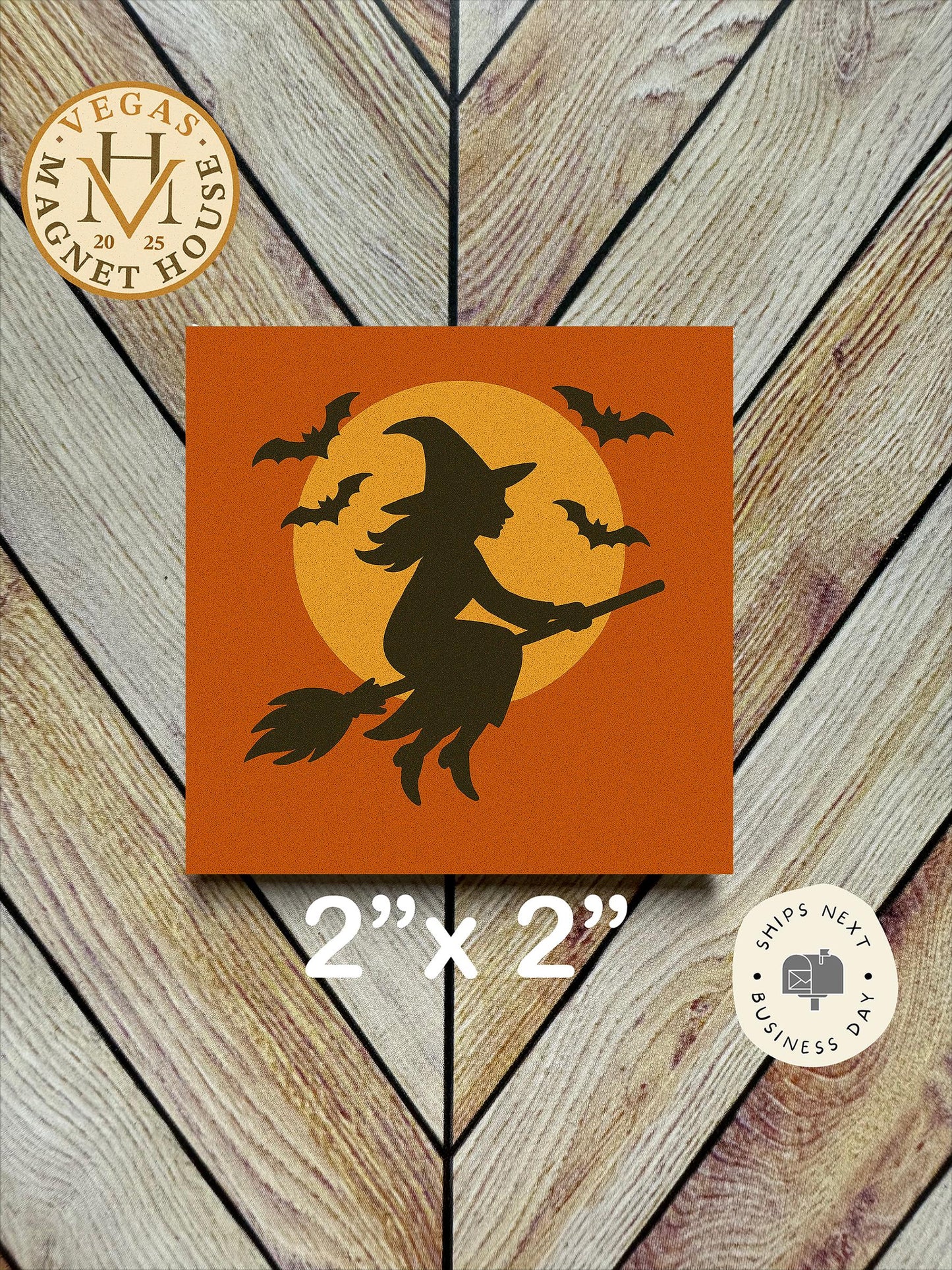 Flying witch Magnet  | Pumpkin head | Halloween Fridge Decor 2x2"