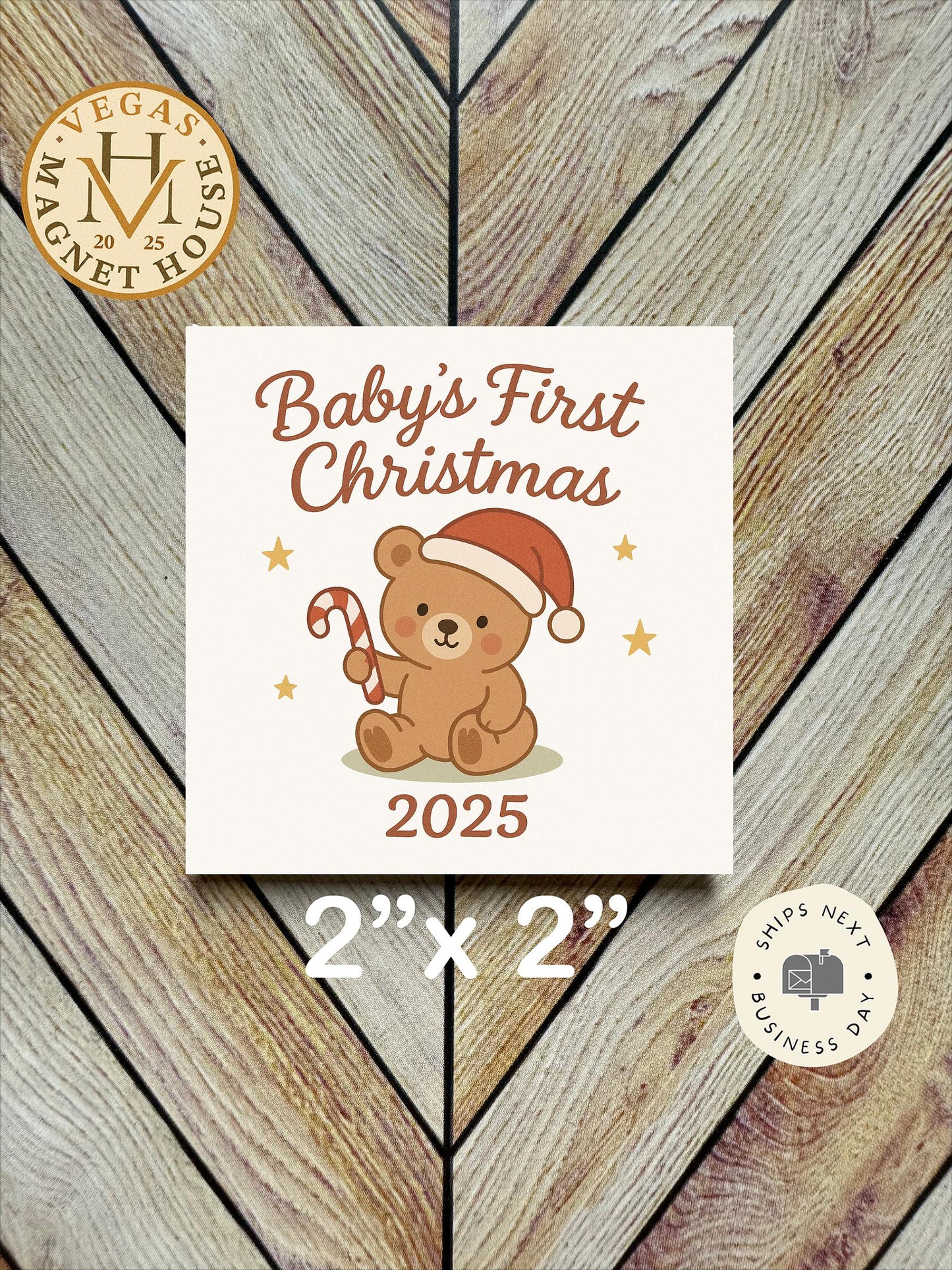 Baby's First Christmas Magnet 2025 | Holiday Keepsake Gift (2x2")