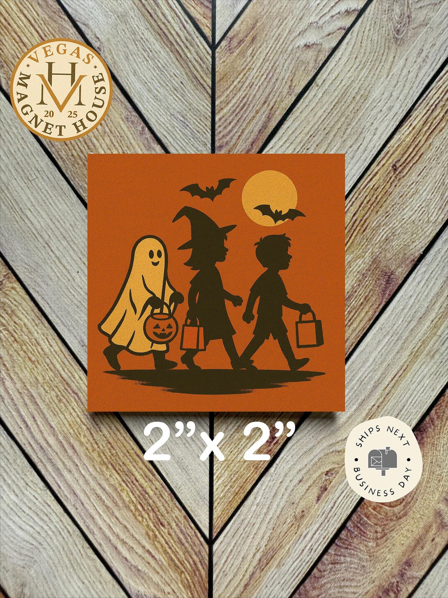 Halloween Ghost trick or treat Magnet  | Pumpkin head | Halloween Fridge Decor 2x2"