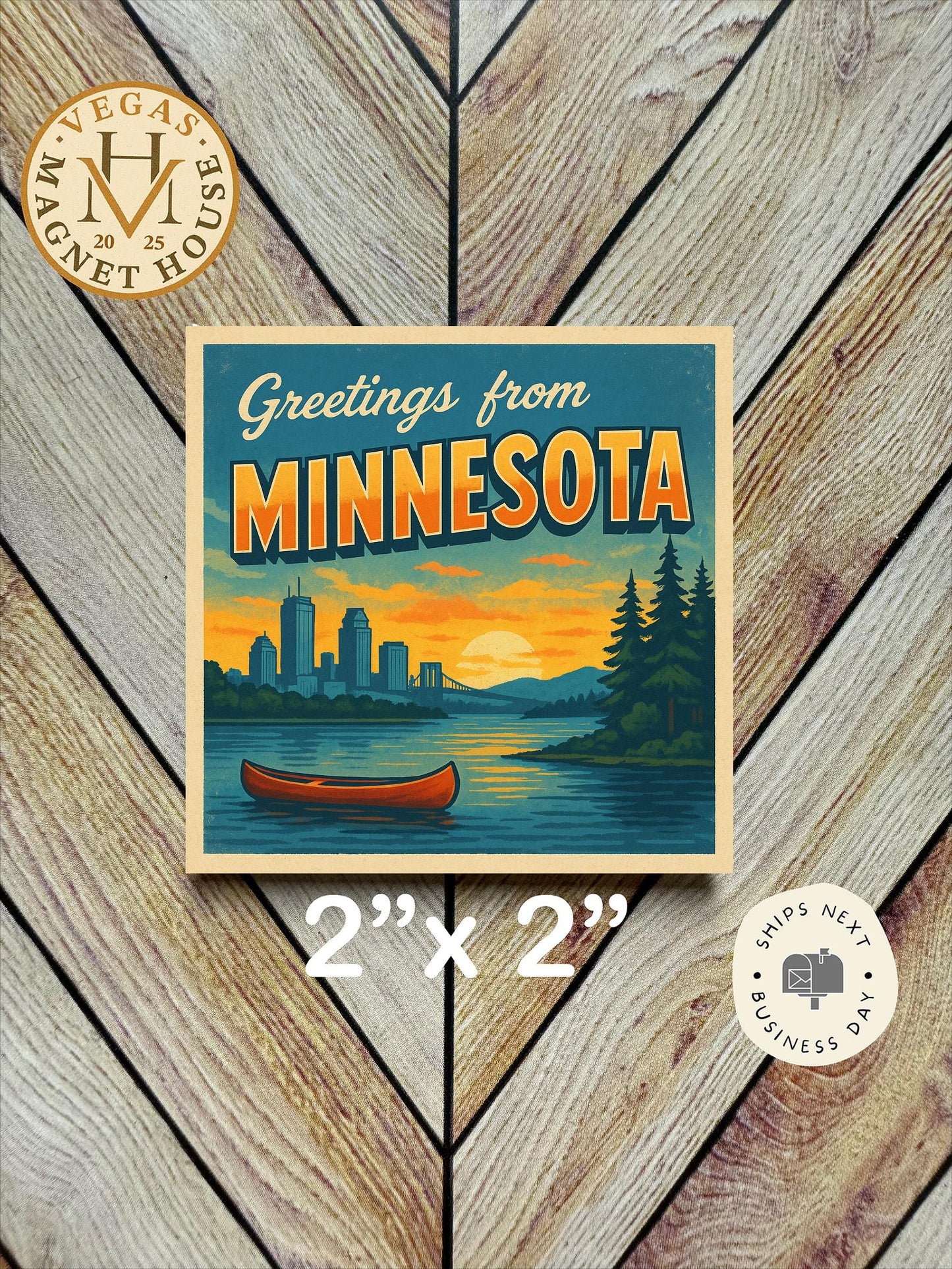 Minnesota Souvenir Magnet – Greetings From Minnesota 2x2” Fridge Decor Gift
