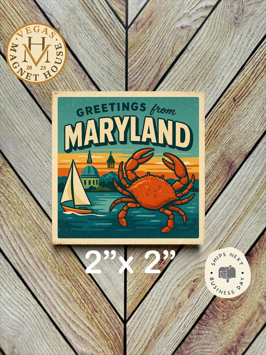 Maryland Fridge Magnet – Greetings From Maryland State Souvenir Decor