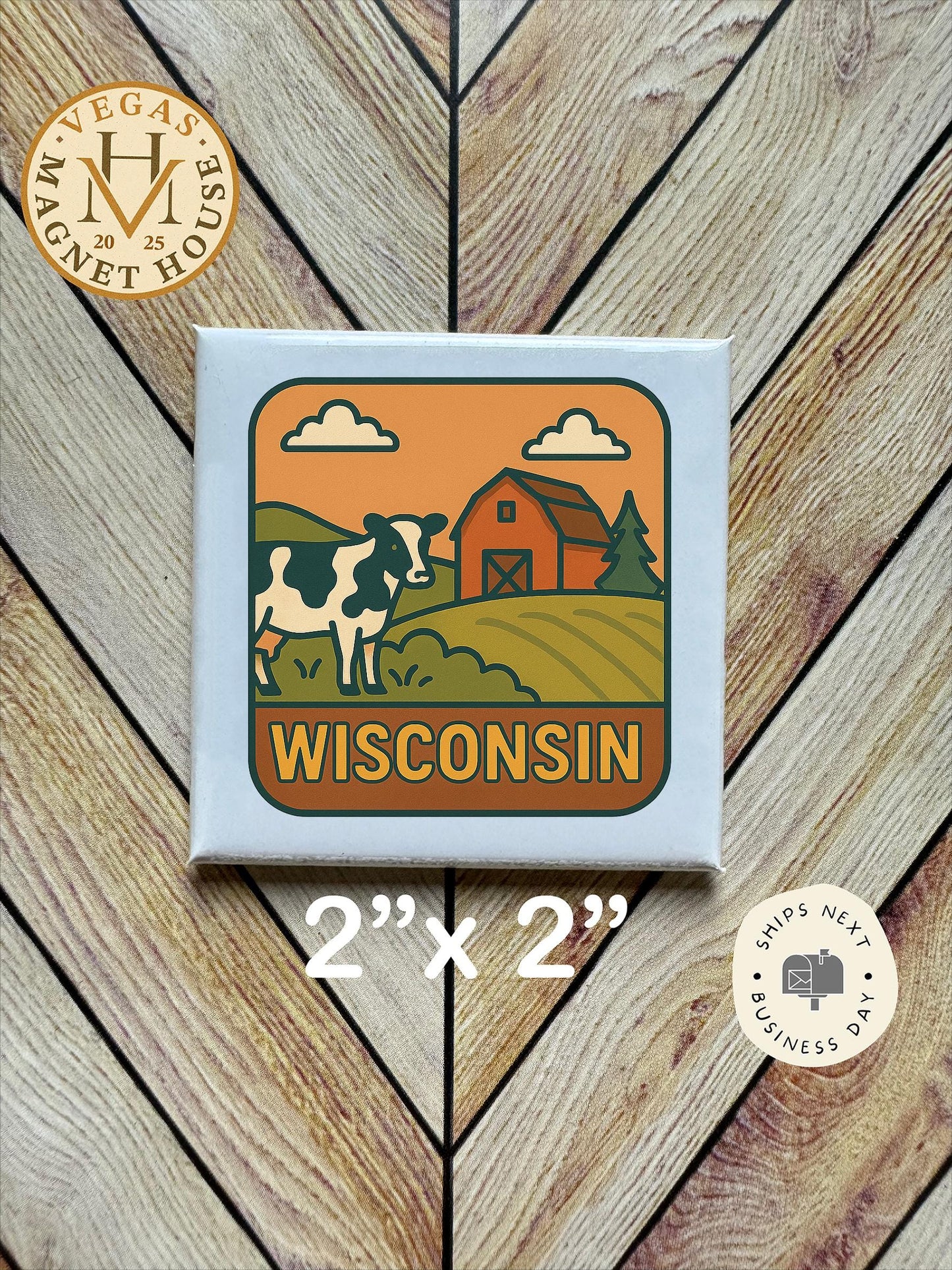Wisconsin Magnet  : 2x2" souvenir Fridge Decor