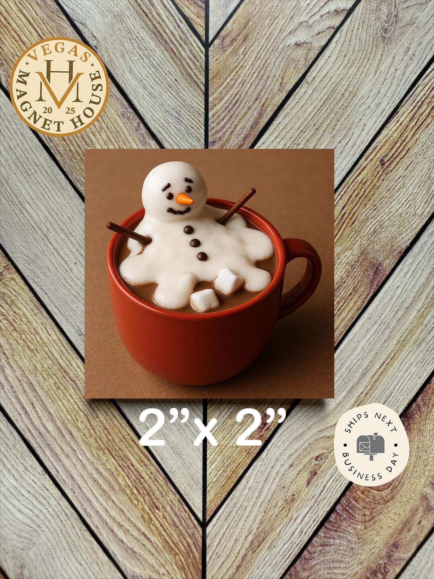 Snowman Having a Meltdown : Decorative Fridge Magnet (2x2")