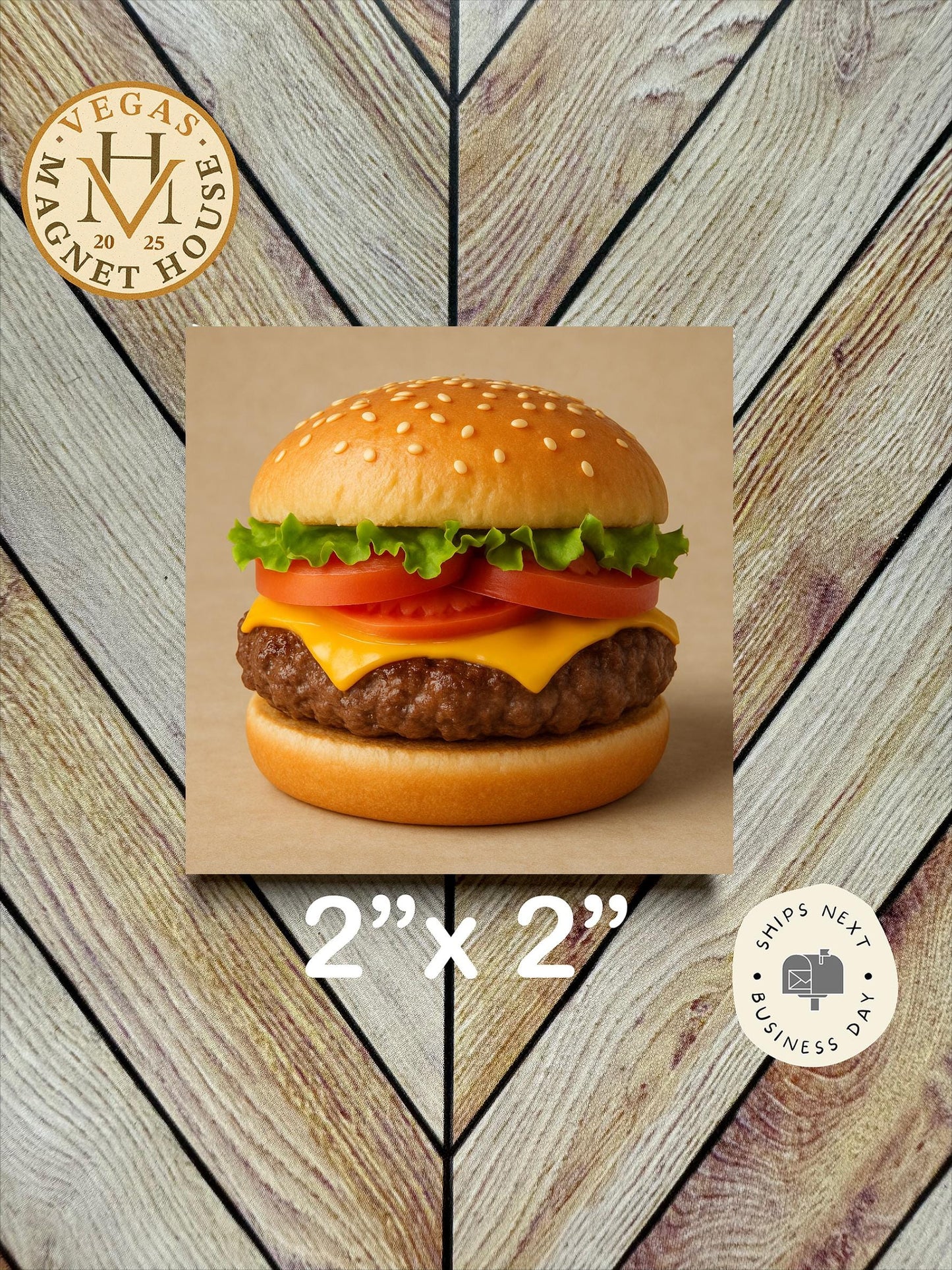 Simple Burger  Magnet: 2x2" Decorative Fridge Decor