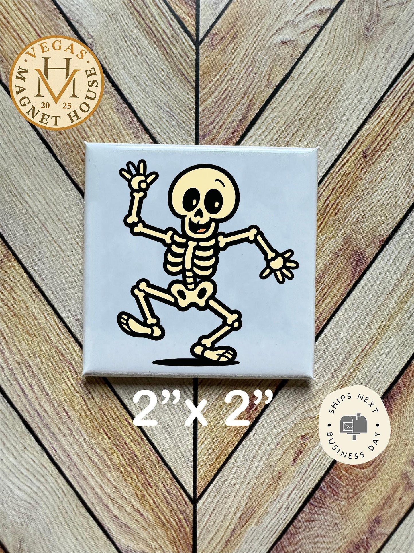 Dancing Skeleton Magnet  Magnet  | Pumpkin head | Halloween Fridge Decor 2x2"