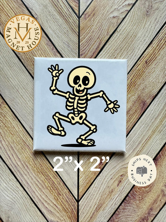 Dancing Skeleton Magnet  Magnet  | Pumpkin head | Halloween Fridge Decor 2x2"