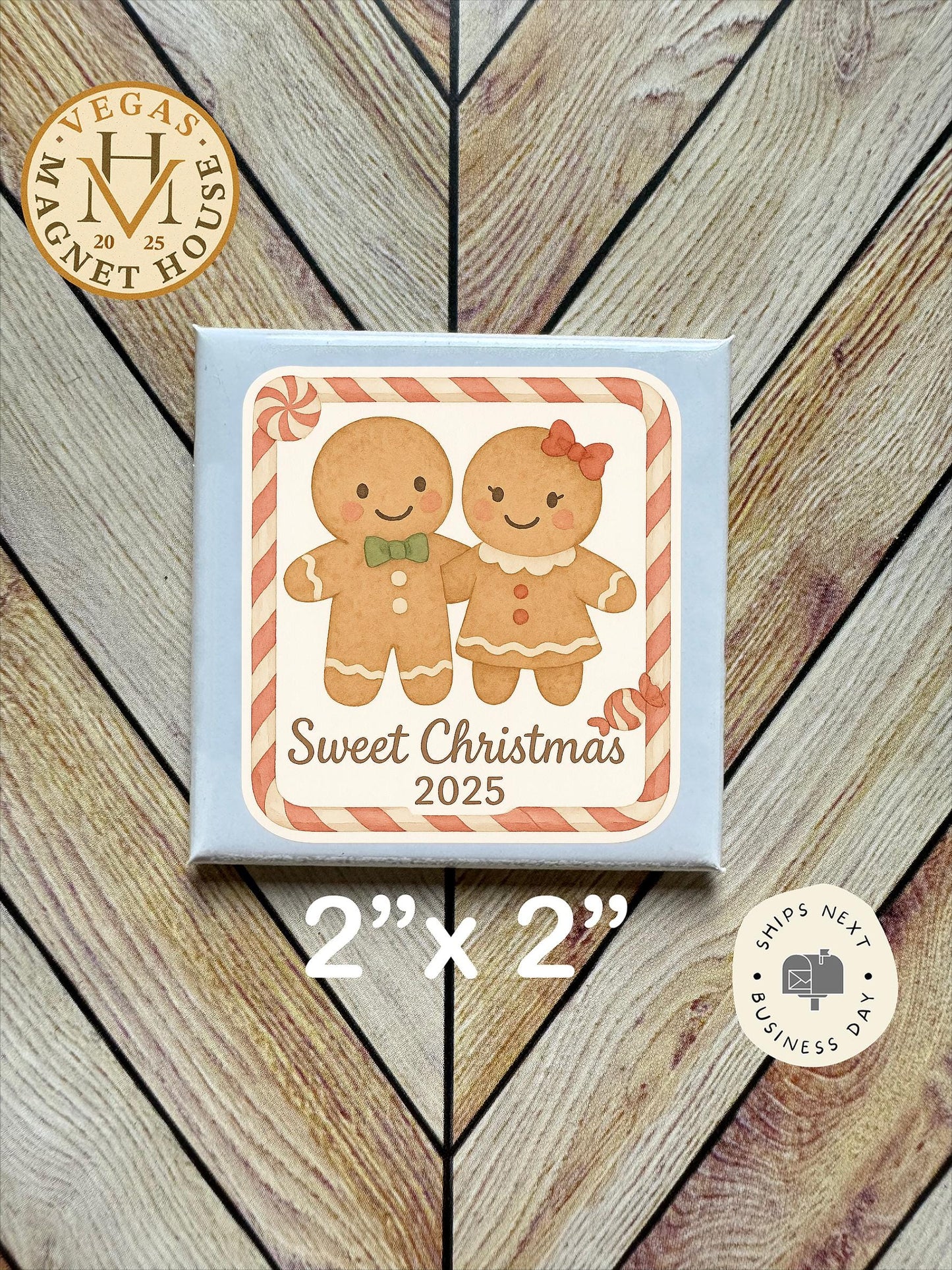 Sweet Christmas : Decorative Fridge Magnet (2x2")