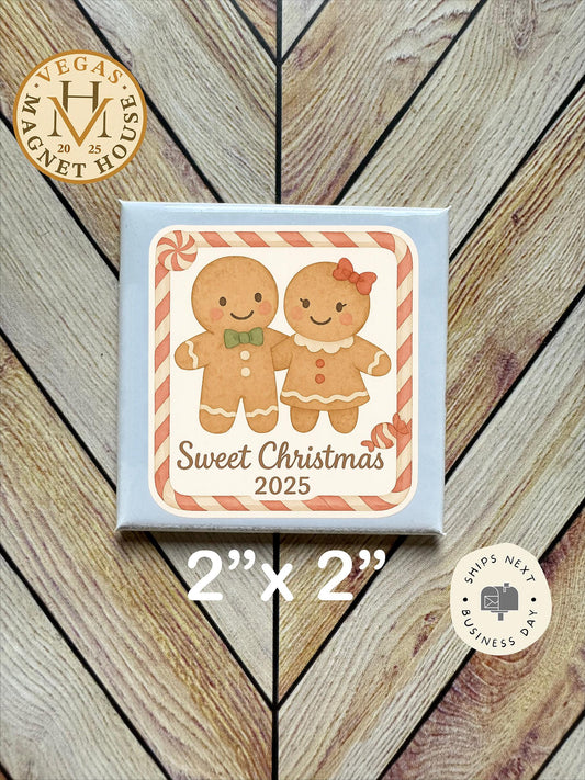 Sweet Christmas : Decorative Fridge Magnet (2x2")