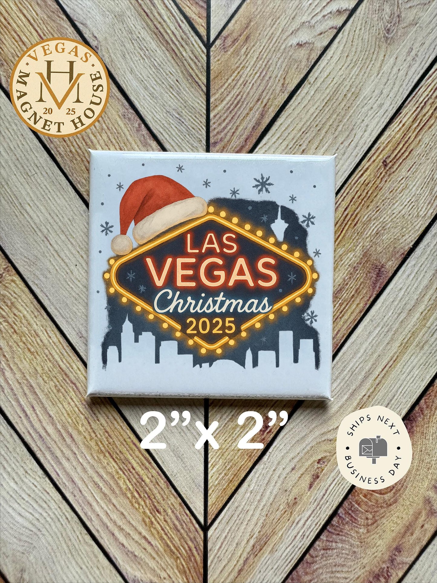 Las Vegas Christmas  : Decorative Fridge Magnet (2x2")