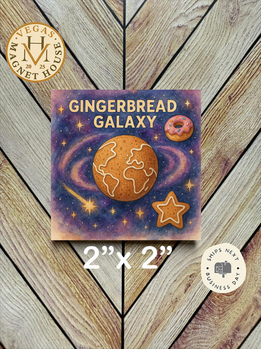 Gingerbread Galaxy : Decorative Fridge Magnet (2x2")