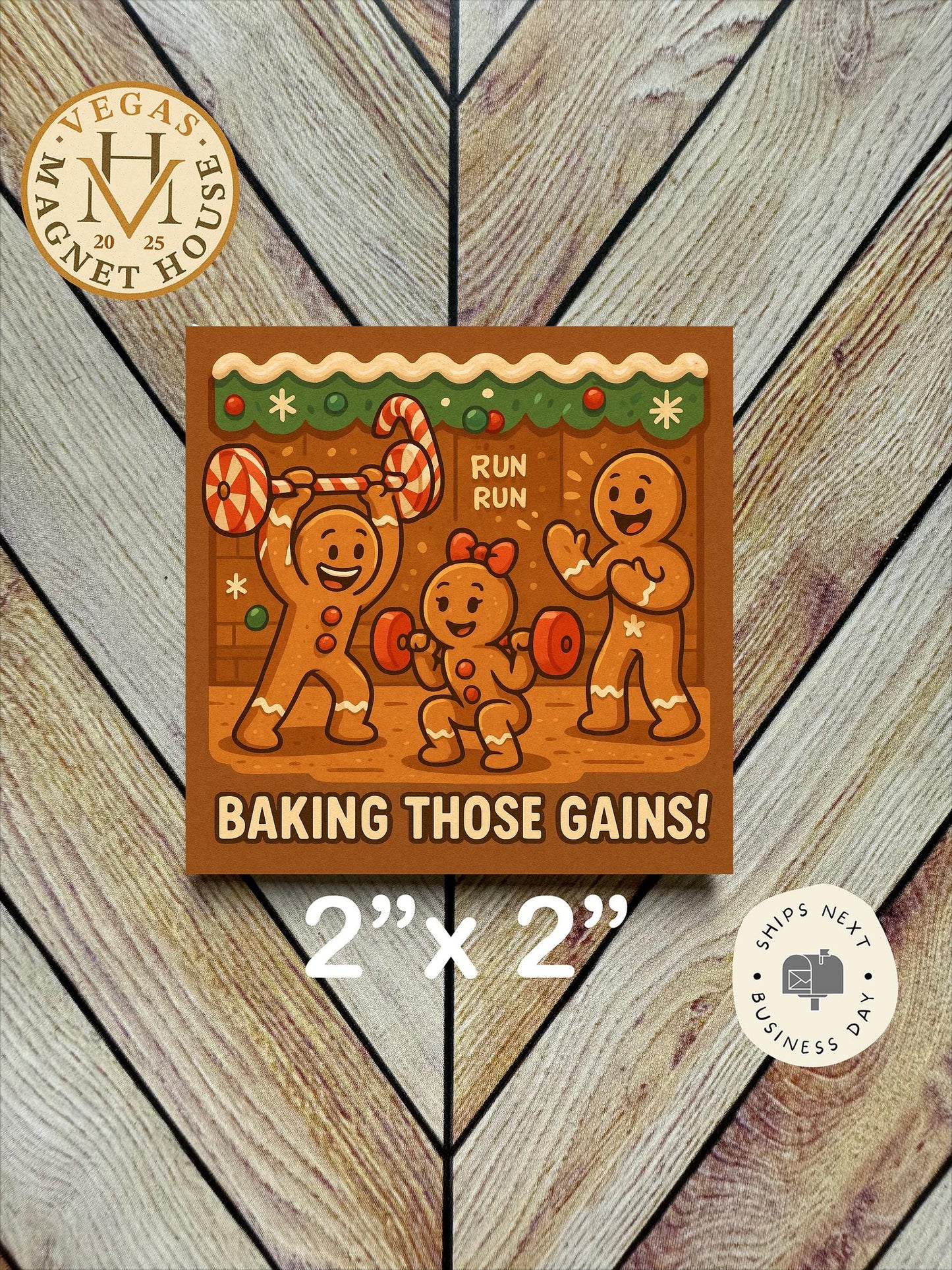 Baking those Gains : Decorative Fridge Magnet (2x2")