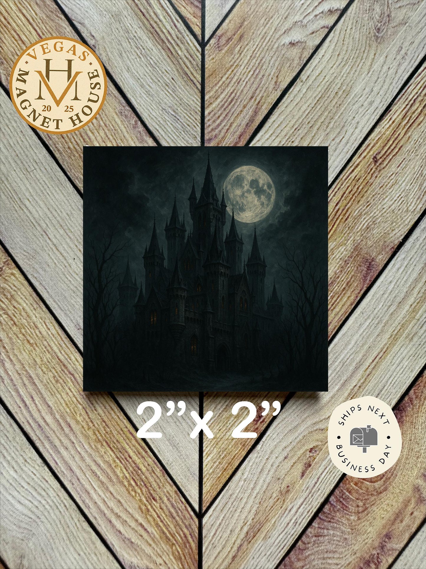 Haunted Castle Magnet   | Pumpkin head | Halloween Fridge Decor 2x2"
