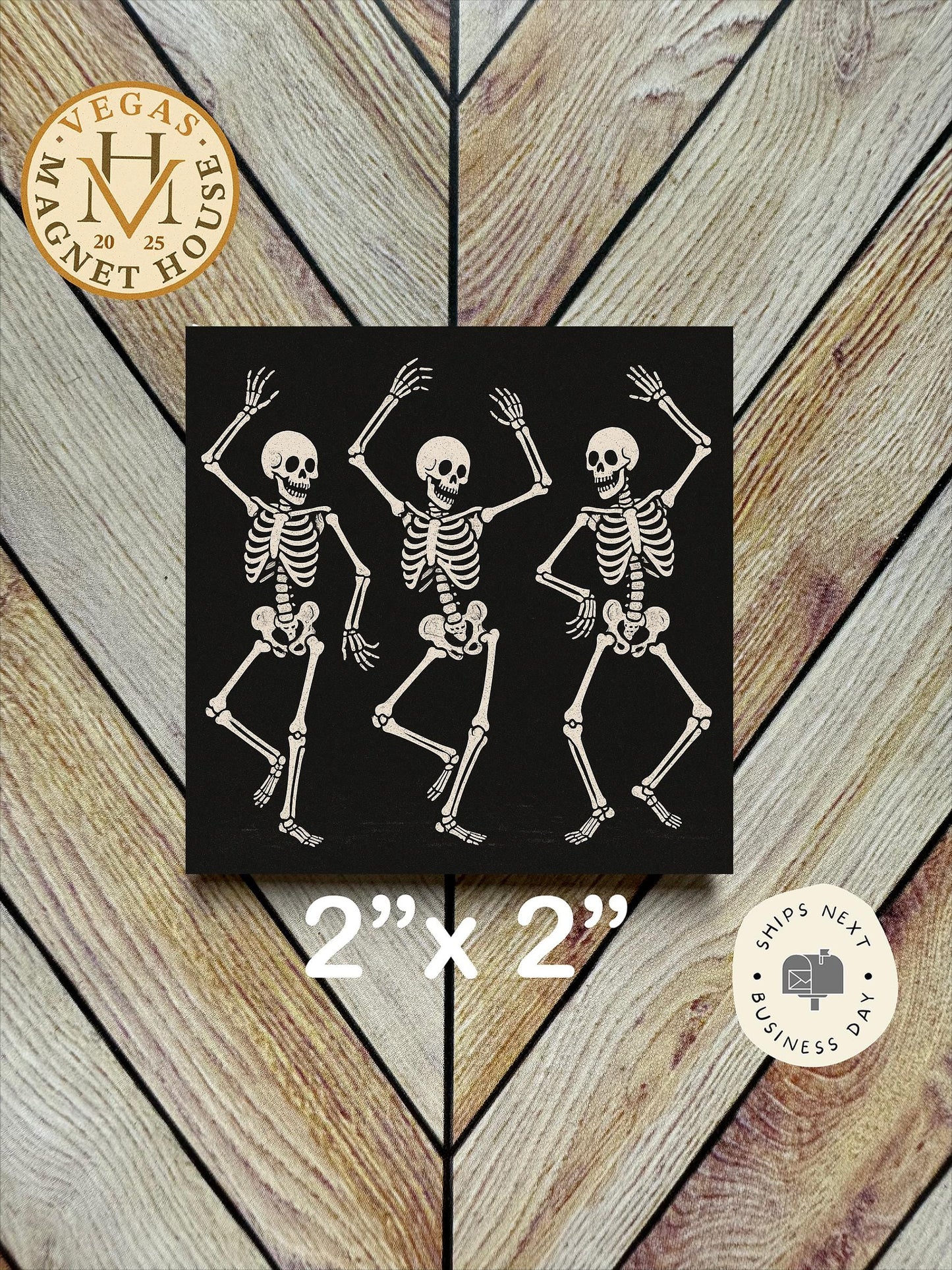 Dancing Skeletons Magnet | Pumpkin head | Halloween Fridge Decor 2x2"
