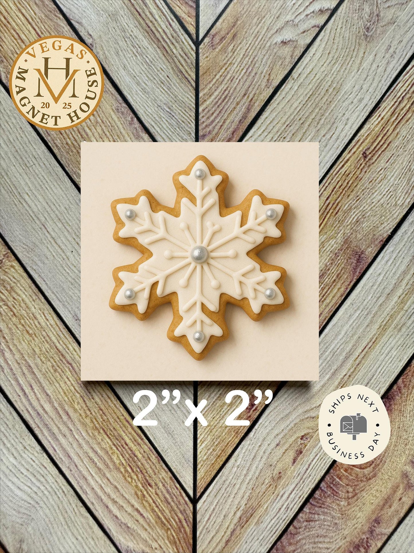 Snowflake Cookie  |  Magnet: 2x2" Decorative Fridge Magnet