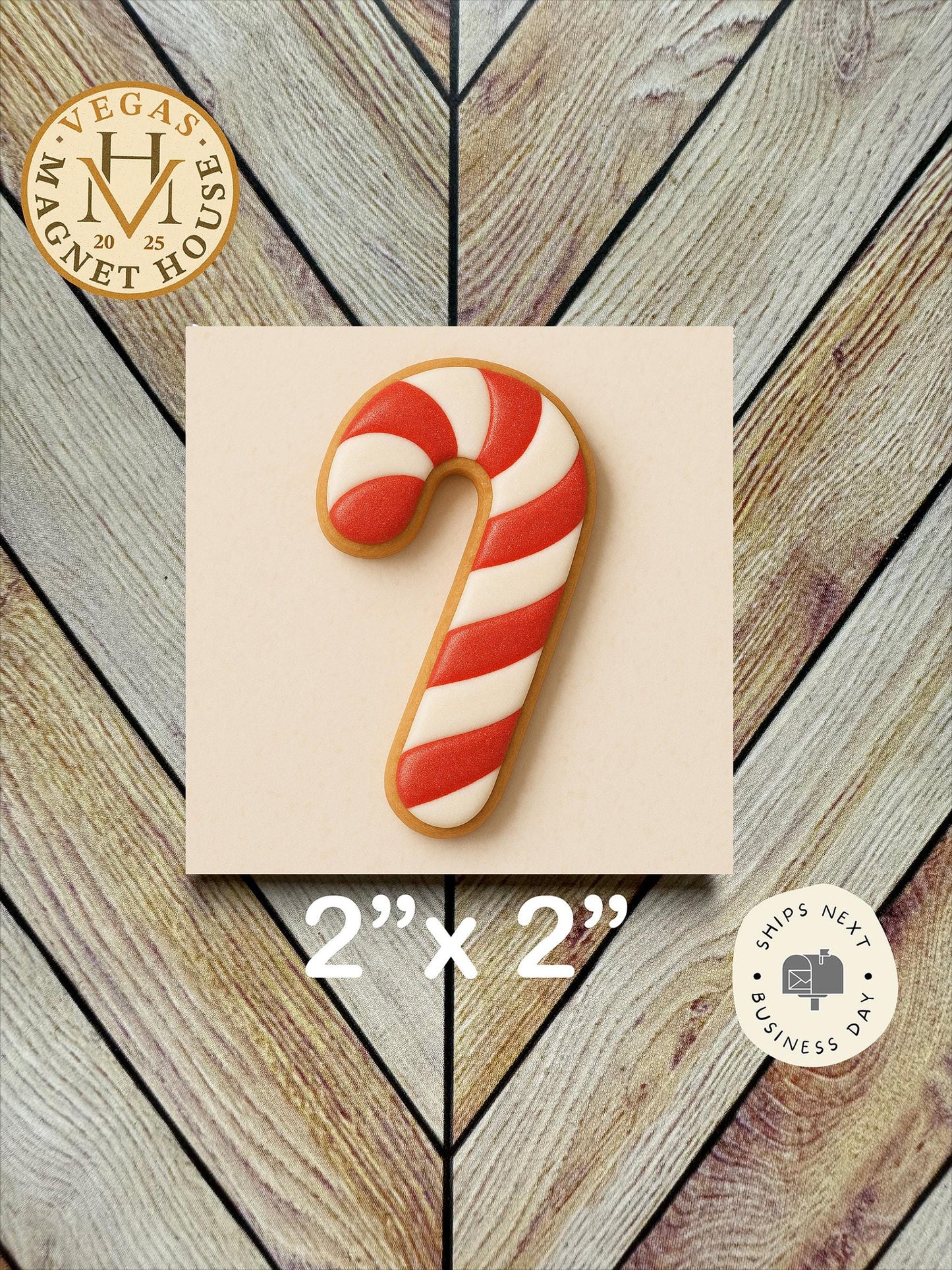 Candy Cane Cookie  |  Magnet: 2x2" Decorative Fridge Magnet