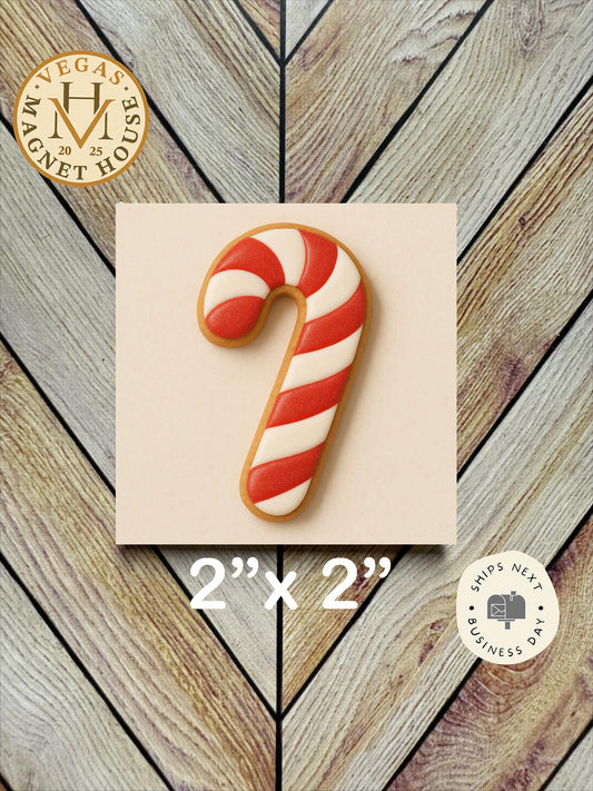 Candy Cane Cookie  |  Magnet: 2x2" Decorative Fridge Magnet