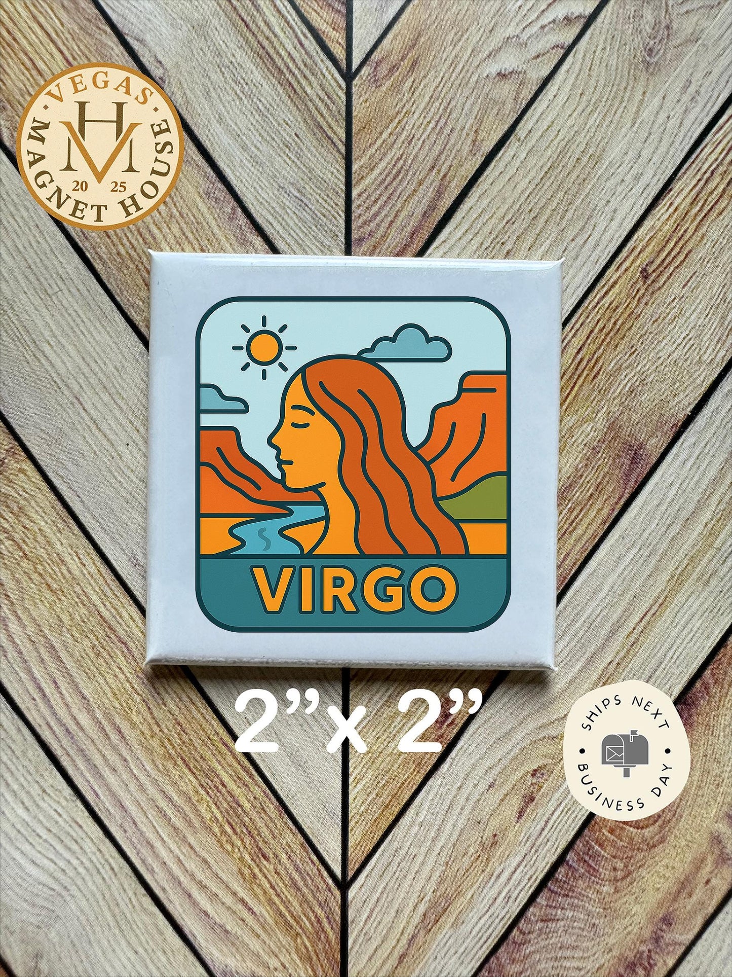Virgo Horoscope Magnet : Decorative Fridge Magnet (2x2")