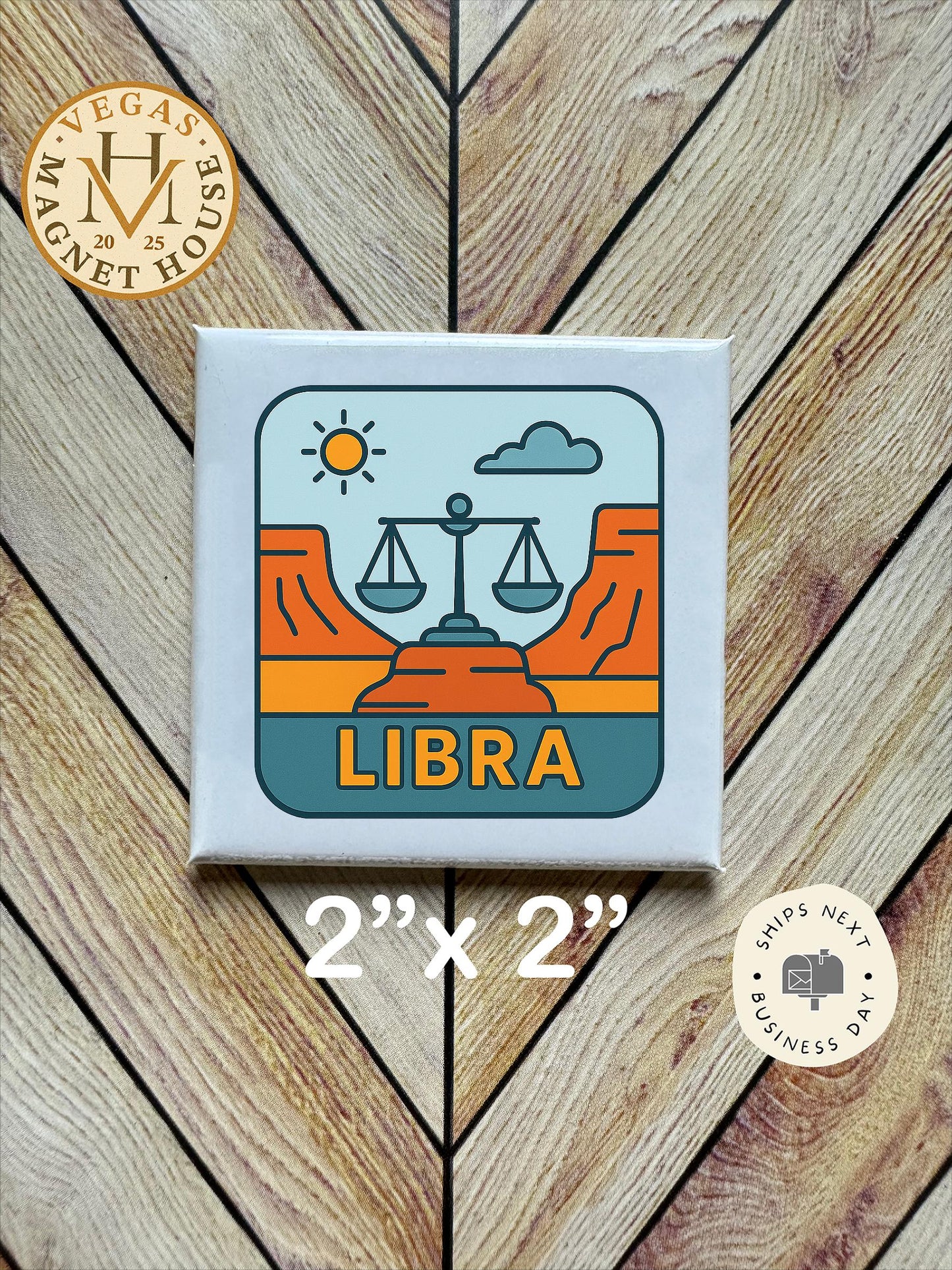 Libra Horoscope Magnet : Decorative Fridge Magnet (2x2")